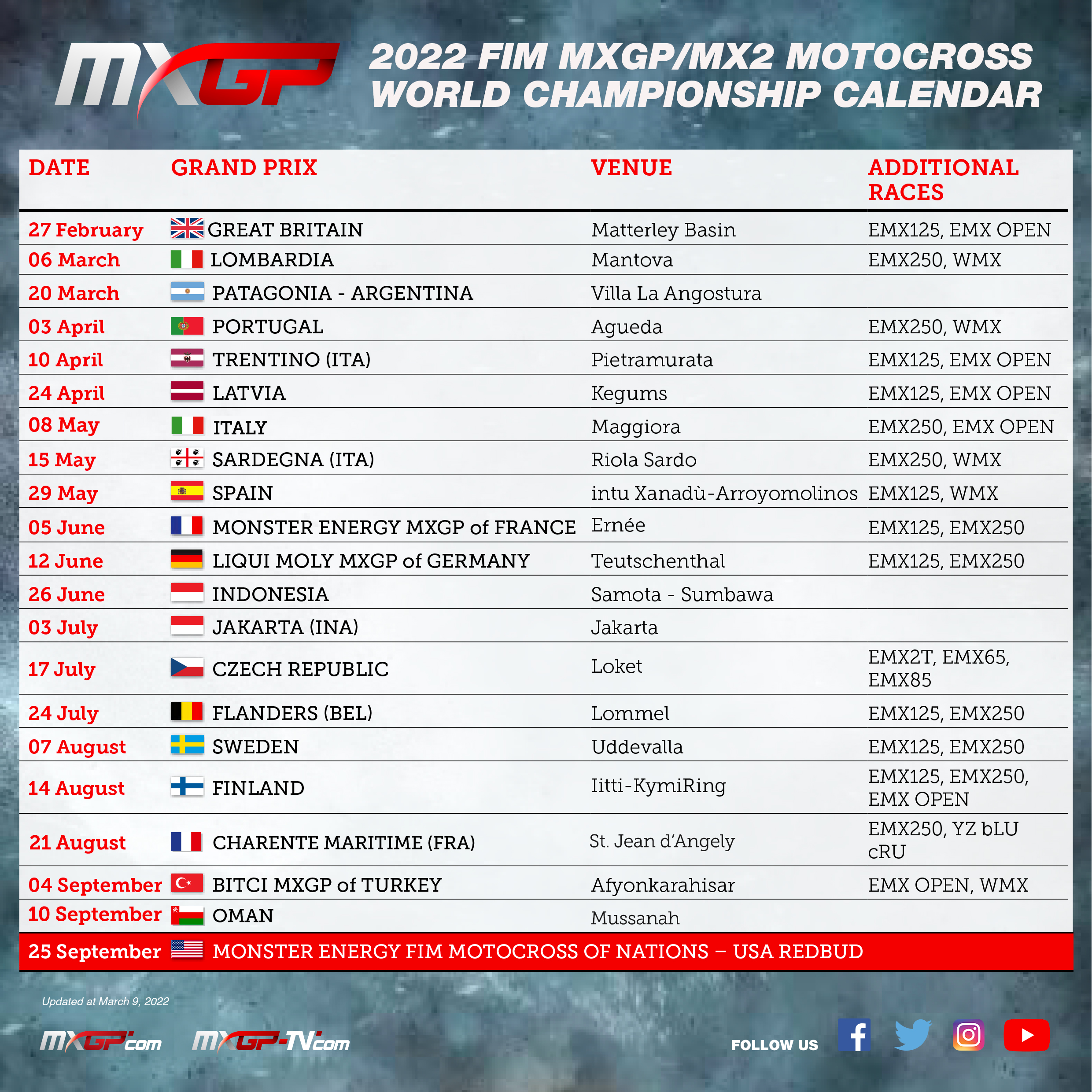Motogp calendar 2022